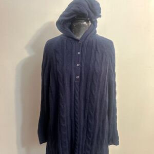 Derek Plus Navy Blue 1/4 snap closure Cable knit hoodie sweater, size 3X